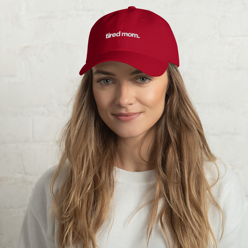 tired mom. dad hat