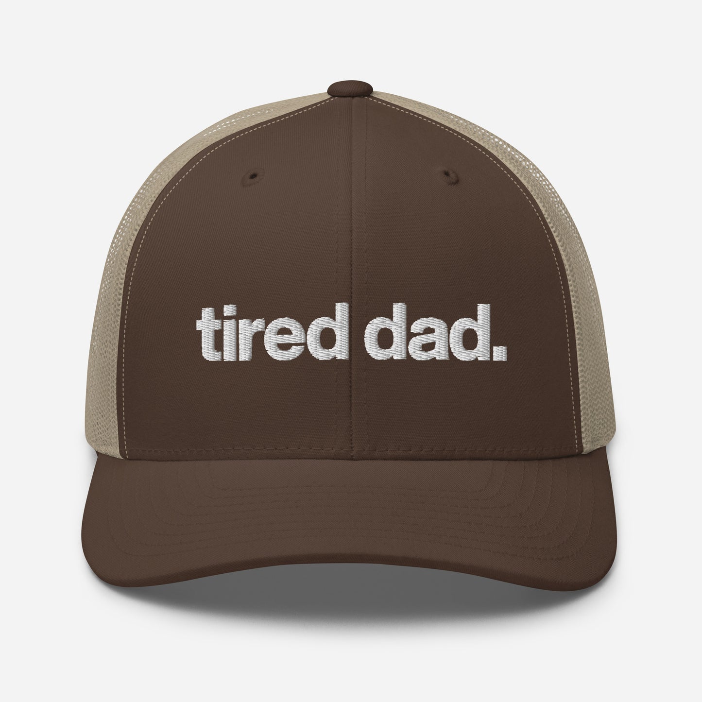 tired dad. trucker hat