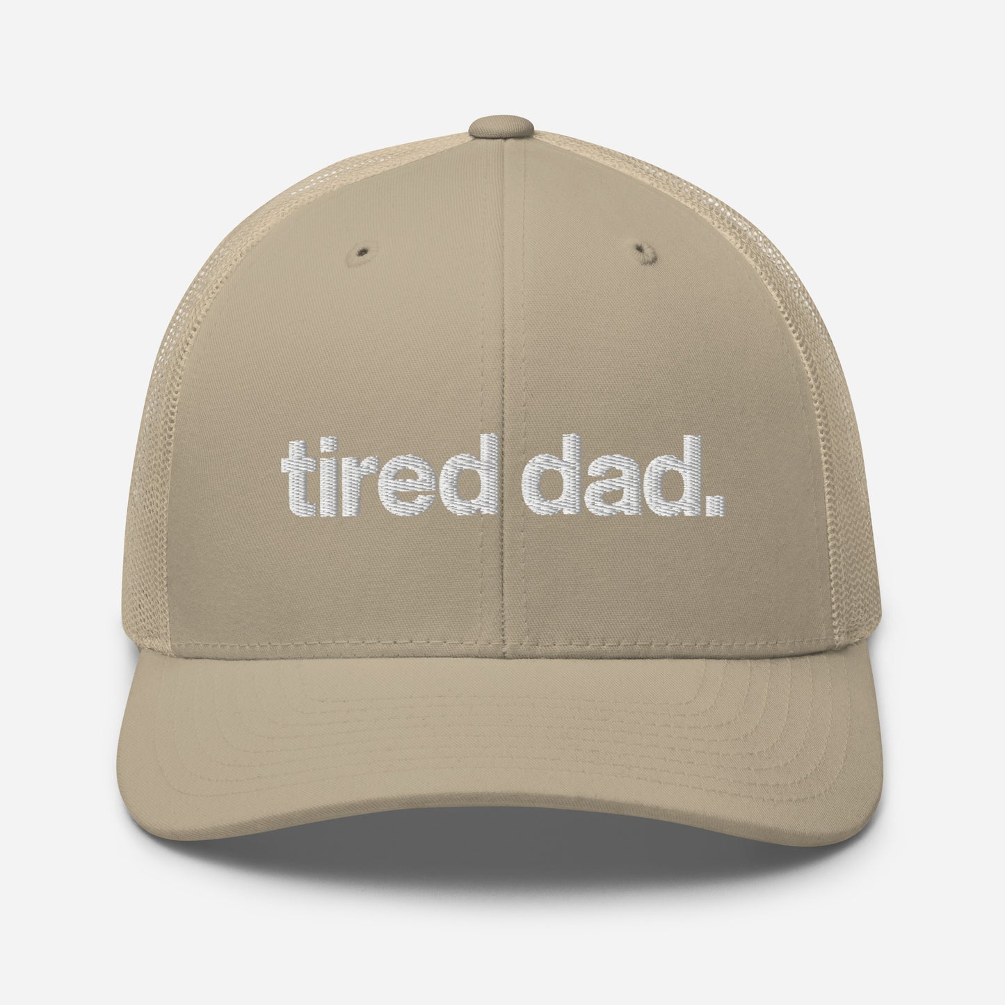 tired dad. trucker hat