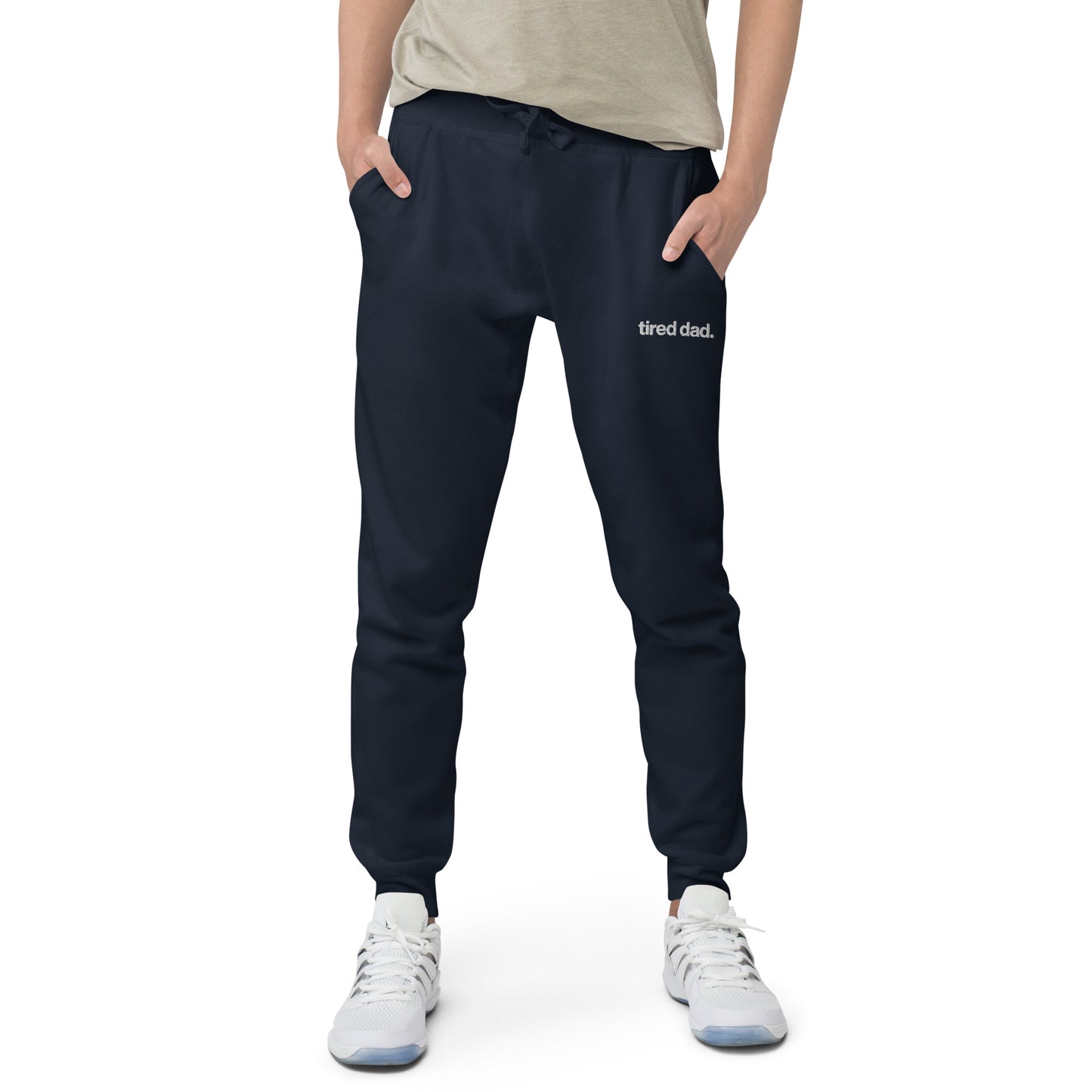 tired dad. fleece sweatpants