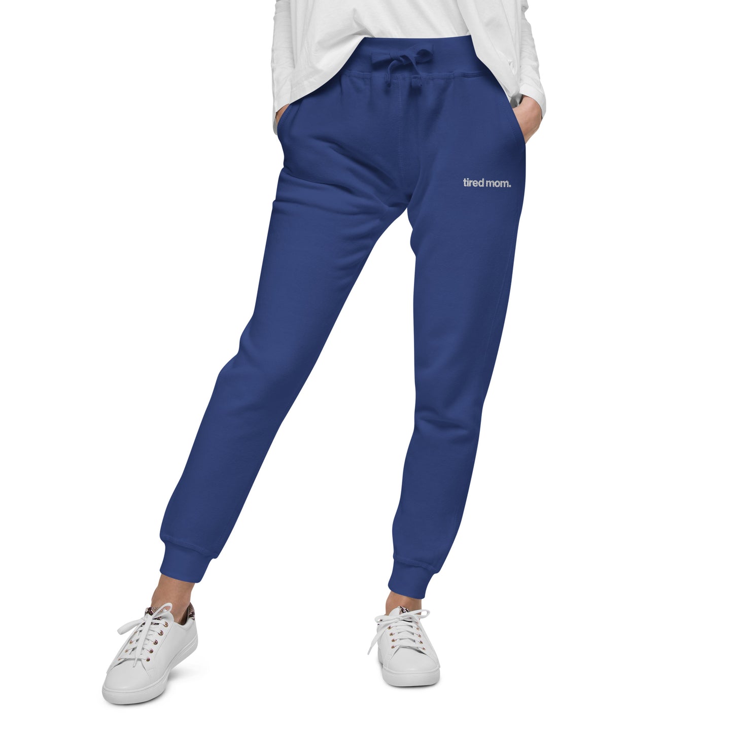 tired mom. fleece sweatpants