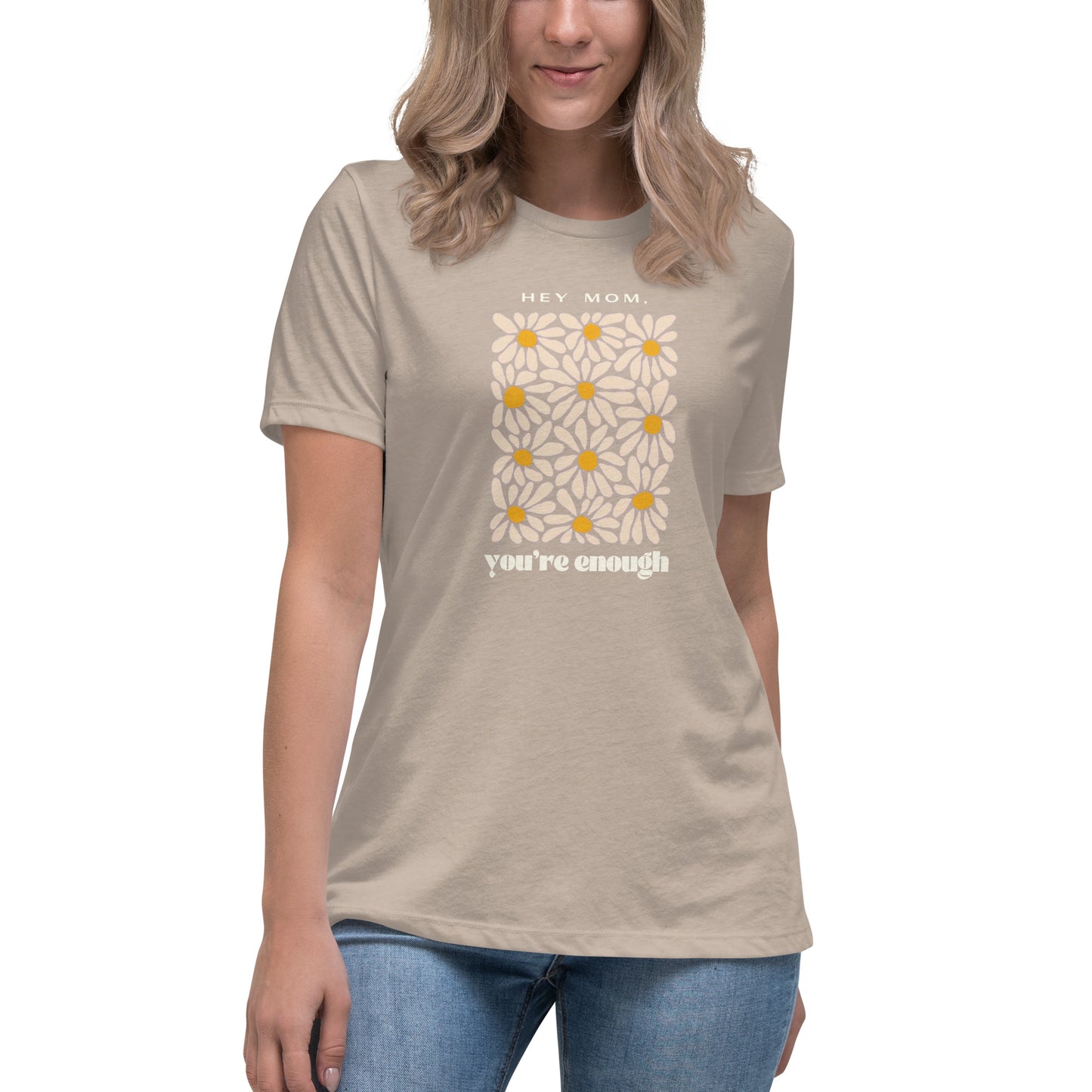 tired mom. "you're enough" women's relaxed t-shirt