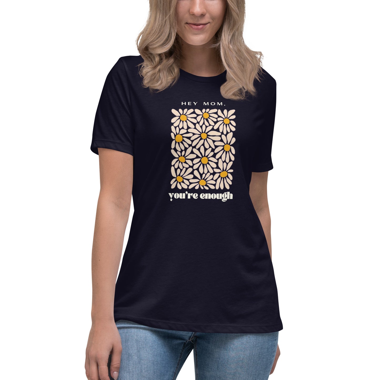 tired mom. "you're enough" women's relaxed t-shirt